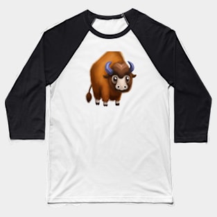 Cute Bison Drawing Baseball T-Shirt